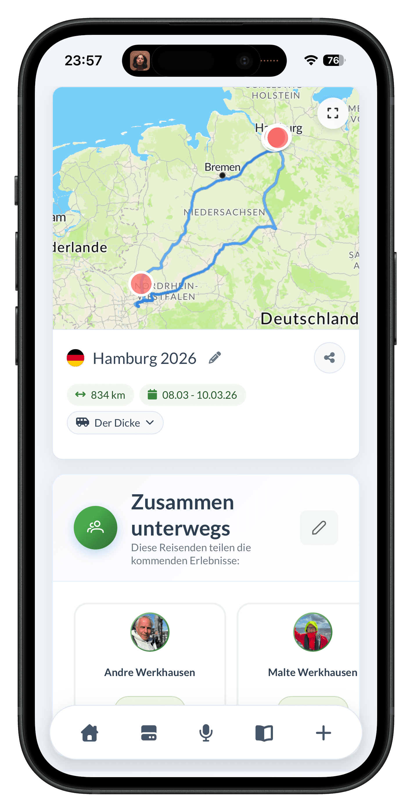Fahrzeug-Tracking mit Route auf der Karte